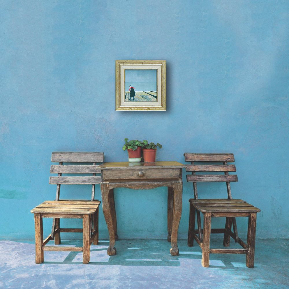 今井信吾 油絵 人物 少女・猫 日動画廊 油彩 8F