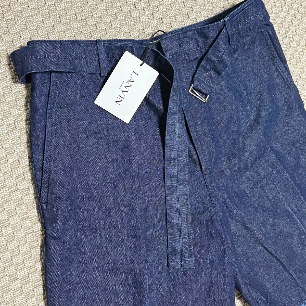 30 LANVIN ランバン ベルト付き コットン リネン バミューダ ショートパンツ