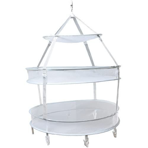 新着商品 セーター ニット 枕 平干し くらげ ピンチ付 ネット FIN-809 洗濯 ホワイト 物干しネット 直径 約 上段39cm 中段 下段65cm ファイン