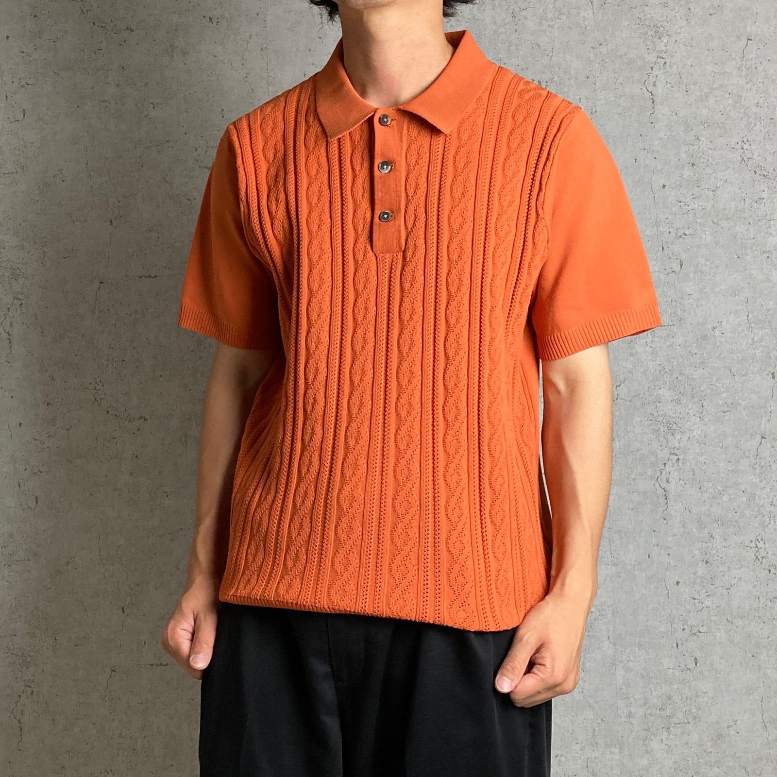 stussy cable knit polo ケーブルニットポロ-