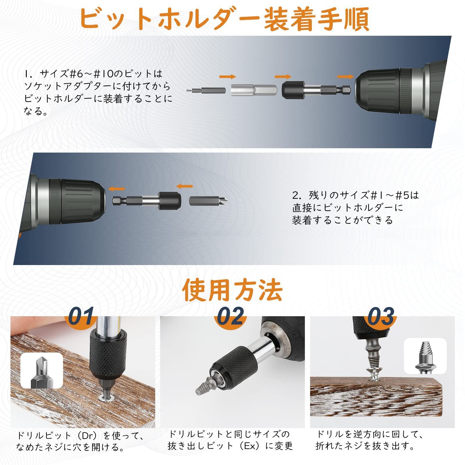 ネジ外し 潰れた ネジ ビット ドリル 工具 なめた 収納ケース