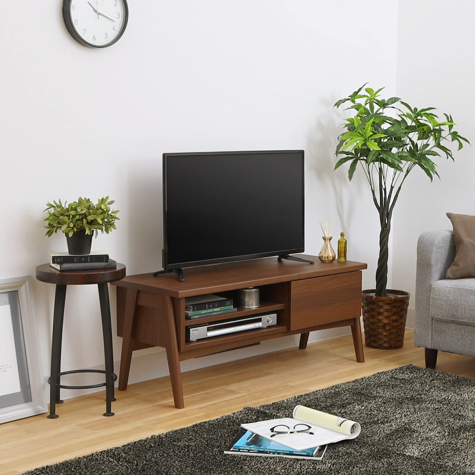 数量 ダークブラウンの木目調 AV機器 ゲーム機 DVDなどをたっぷり収納できる 組立簡単 配線をすっきりまとめるコード収納スペース 幅100.1 一人暮らし 奥行40.3 コンパクト 高さ42 テレビボード センチ ローボード FBW-401