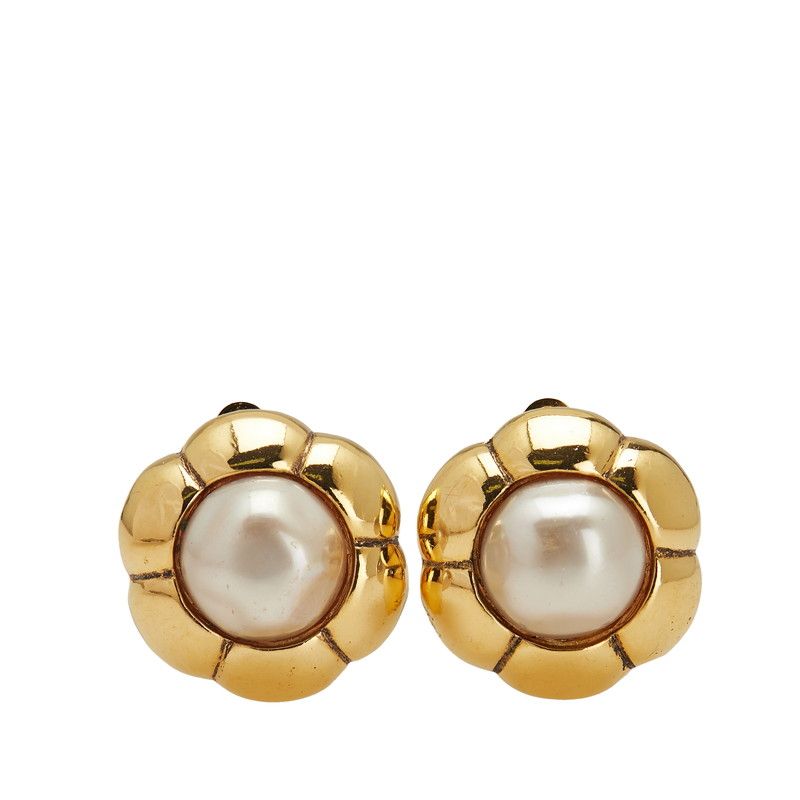 シャネル 花 フラワー モチーフ ゴールド メッキ フェイクパール レディース CHANEL 243-33911
