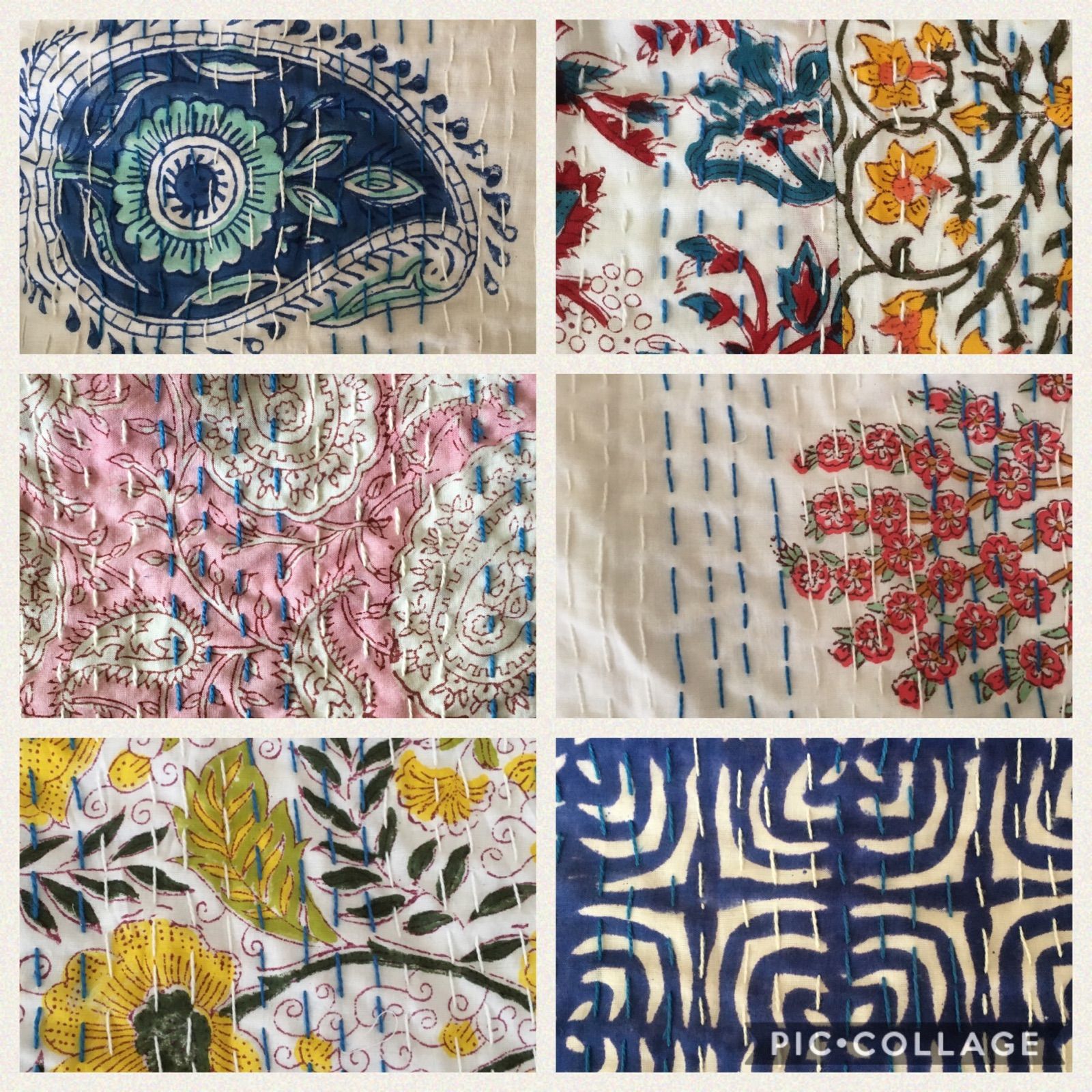 s1 ブロックプリント パッチワークカンタキルト ロングコート