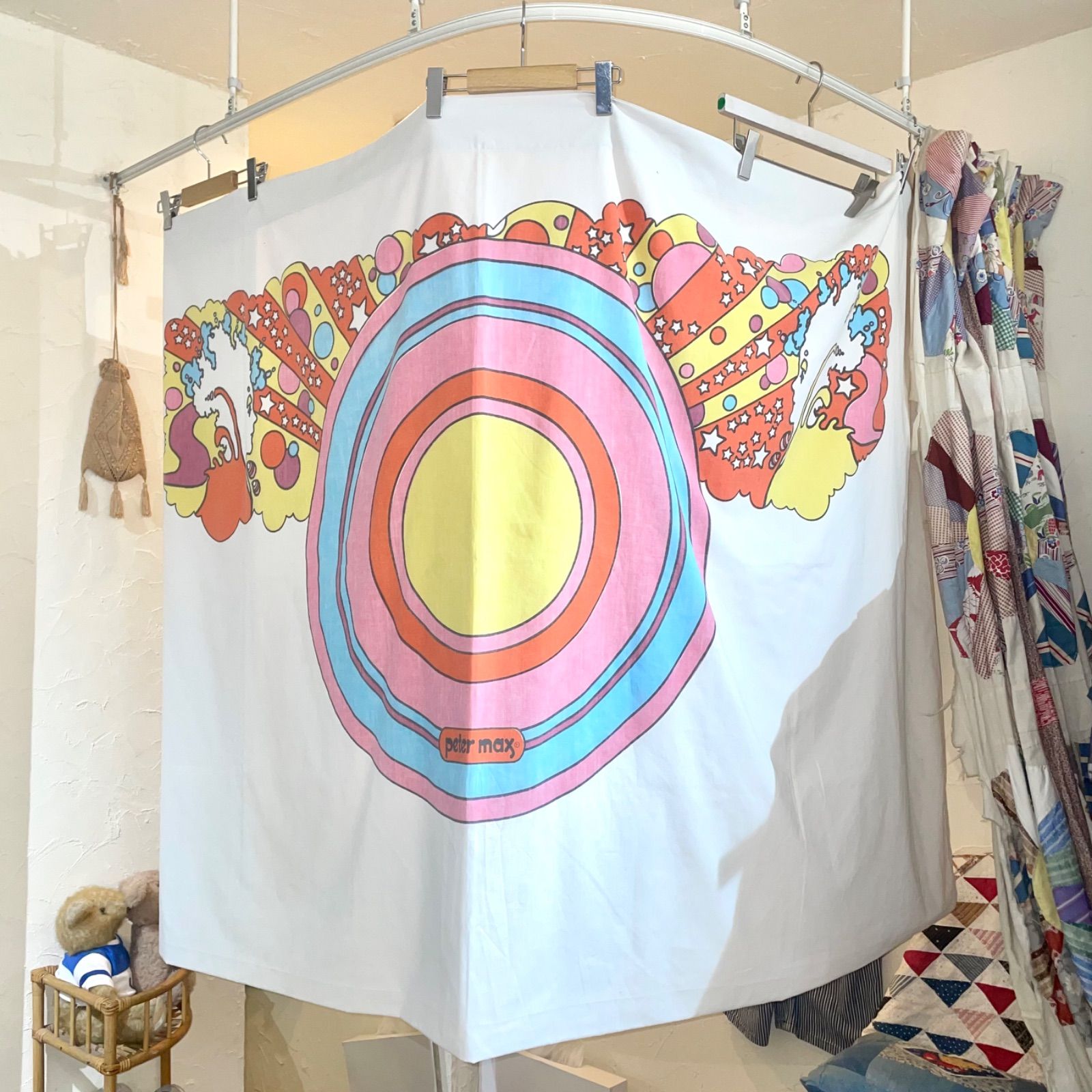 70s vintage Peter Max ベッドシーツ Made in USA ピーター
