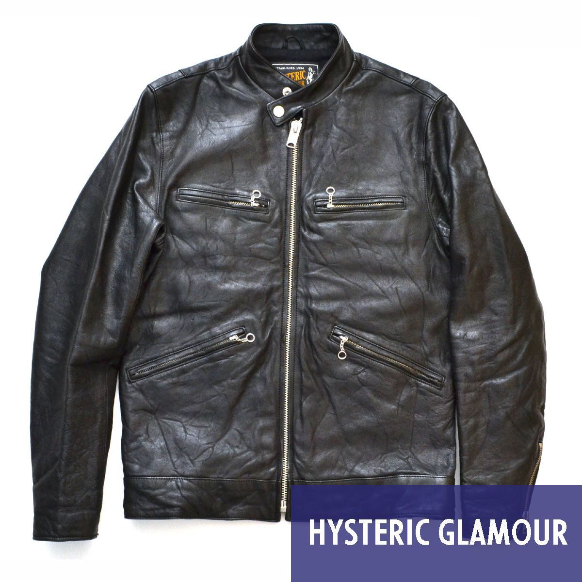 定価118,800円 HYSTERIC GLAMOUR ヒステリックグラマー WITCHCRAFT ROCK pt ラムレザーシングルライダースジャケット 0263LB05 Sサイズ メンズ