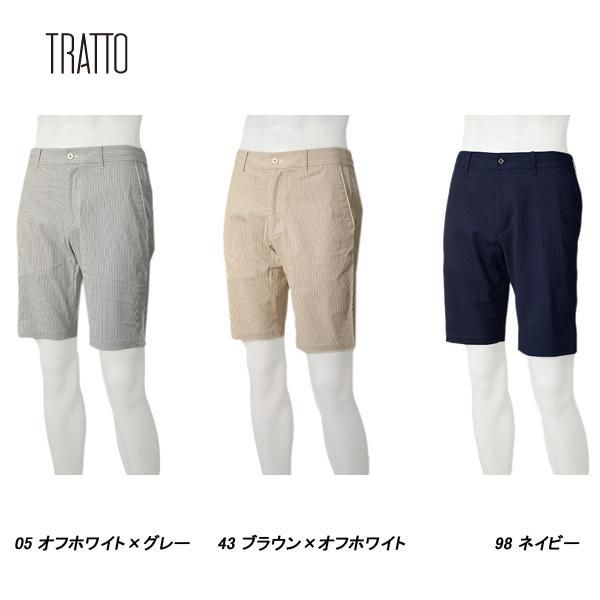 トラット TRATTO メンズ 春夏 ストレッチ ピンストライプ ショートイージーパンツ オフ×グレー 31-7191541
