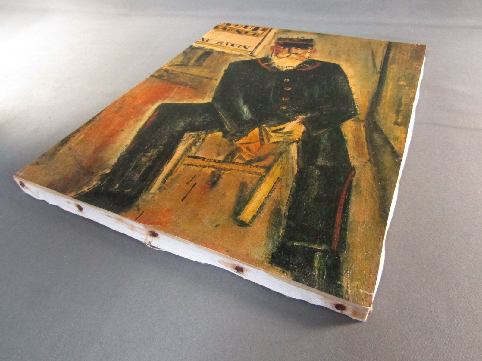 油絵複製画　佐伯祐三　郵便配達夫　キャンバス　32x41cm　レプリカ-2
