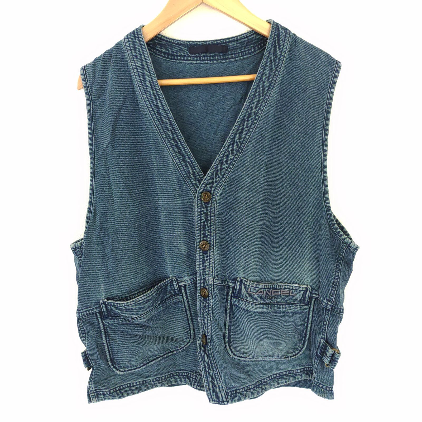 w^)b LANCEL SPICE ランセル JH65-990 日本製 デニム ベスト ジレ V 
