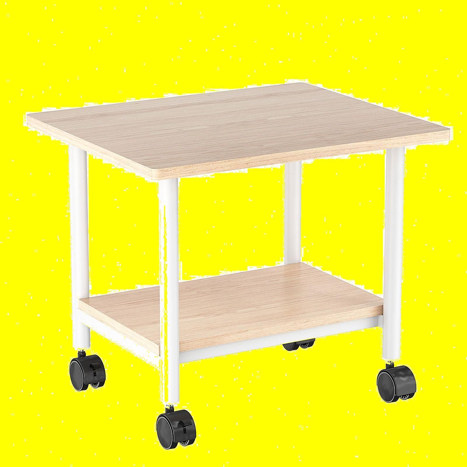 IBUYKE プリンター台 プリンターラック 机上＆机下台 収納カート 木製 幅48cm×奥行40cm×高さ37.5cm 二段 デスクワゴン プリンターカート プリンタースタンド キャスター付き オフィス/ホーム用 