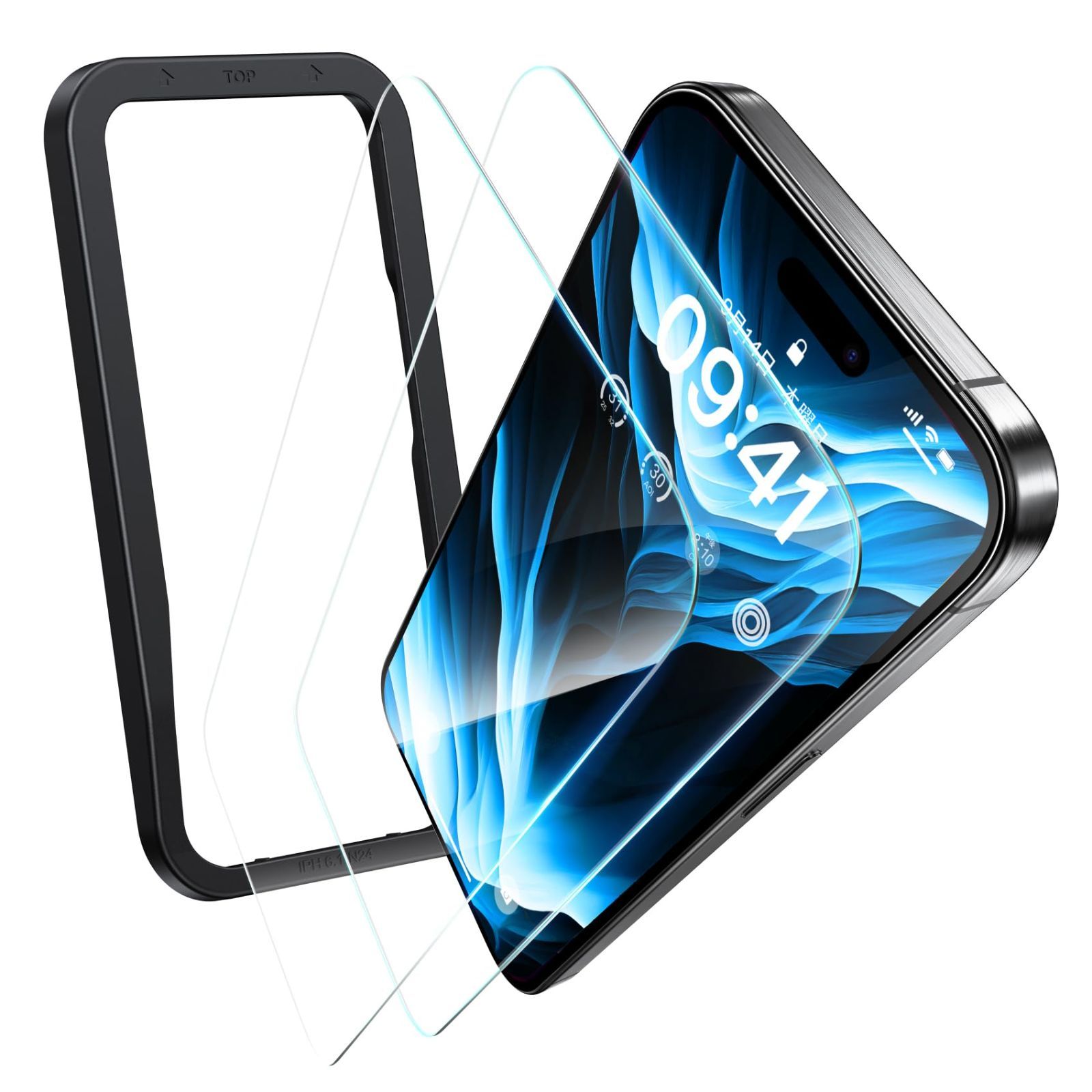 「高透過・低反射」 NIMASO ガラスフィルム iPhone 15 Pro Max 専用 反射防止 強化ガラス トゥルーカラーフィルム 全面保護 航空宇宙材料 米軍規格 9H硬度 超高透過率 ガイド枠付き 2枚セット アイ