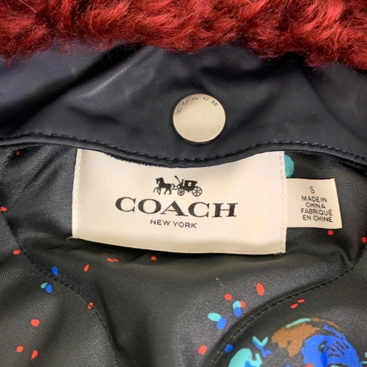 〇COACH コーチ ボア ファー付き MA-1 ブルゾン ジャケット ジップ