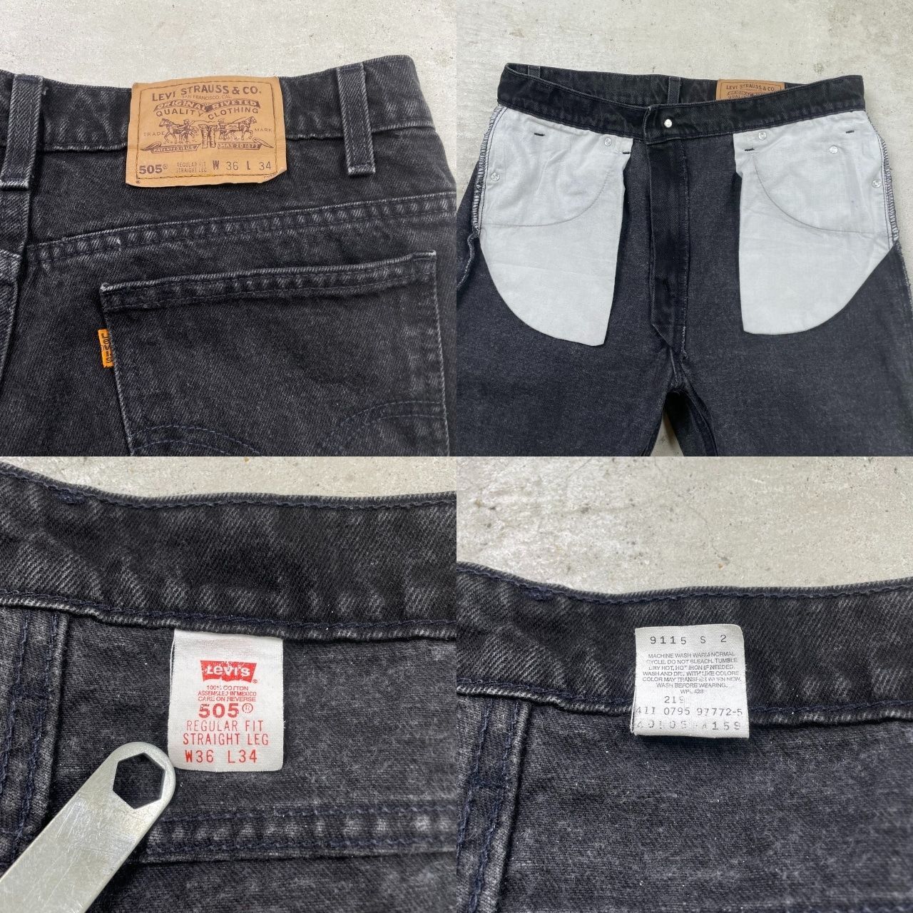 Levi’s 505 オレンジタブ 90s USA製 ブラック W36 L32 90's Levi's 505 オレンジタブ ブラック デニムパンツ 表記