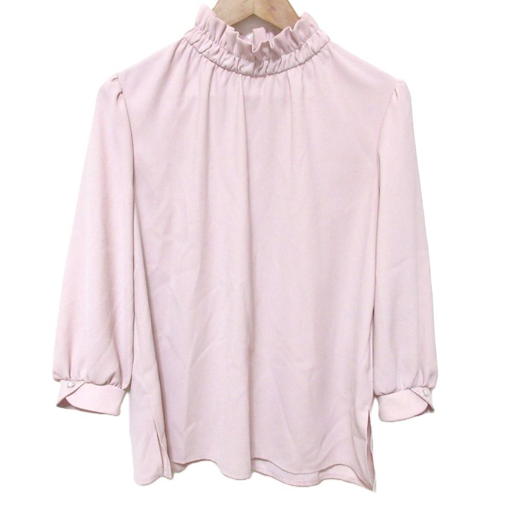 美品 24AW Rene ルネ リボンブローチ フリルカラー ブラウス シャツ 36 ピンク レディース 古着 中古 USED René - 美品 24AW Rene ルネ リボンブローチ フリルカラー ブラウス