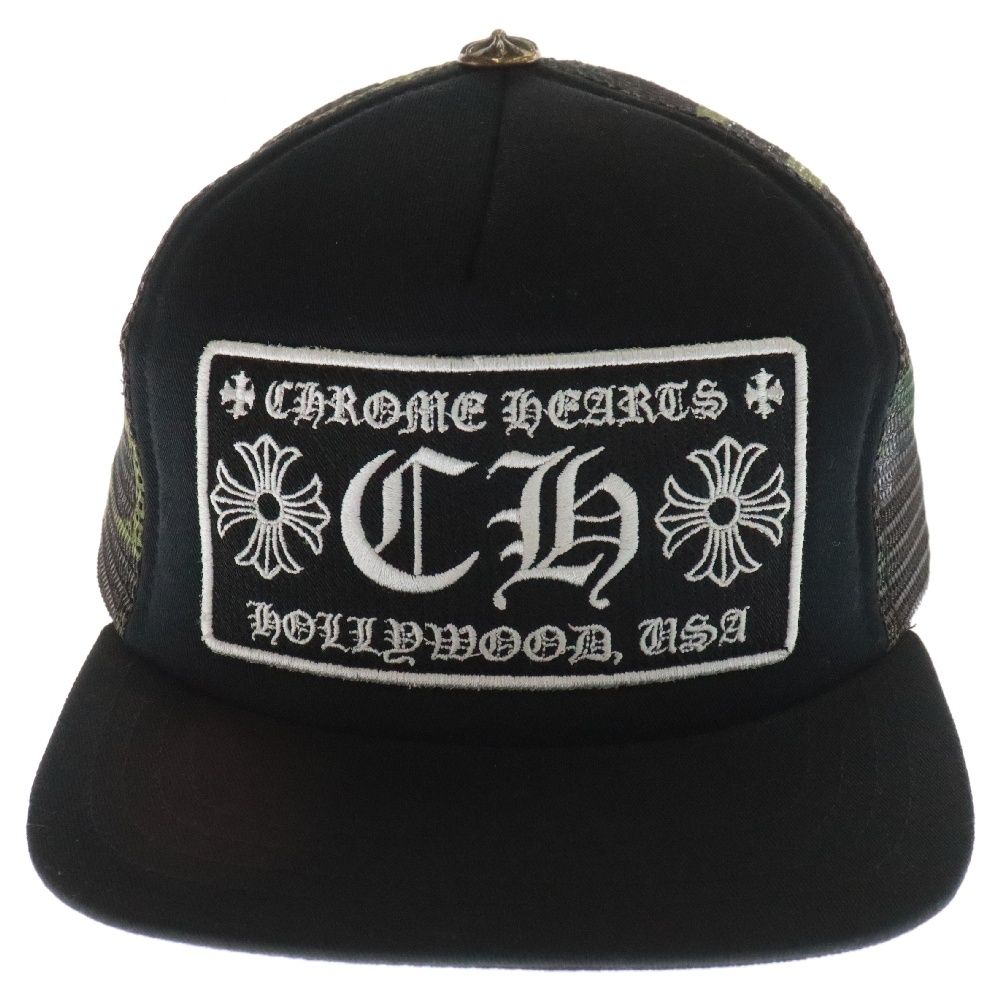 CHROME HEARTS クロス刺繍 トラッカーキャップ CHROME HEARTS Triple Cross Leather Patch Trucker Cap ONE