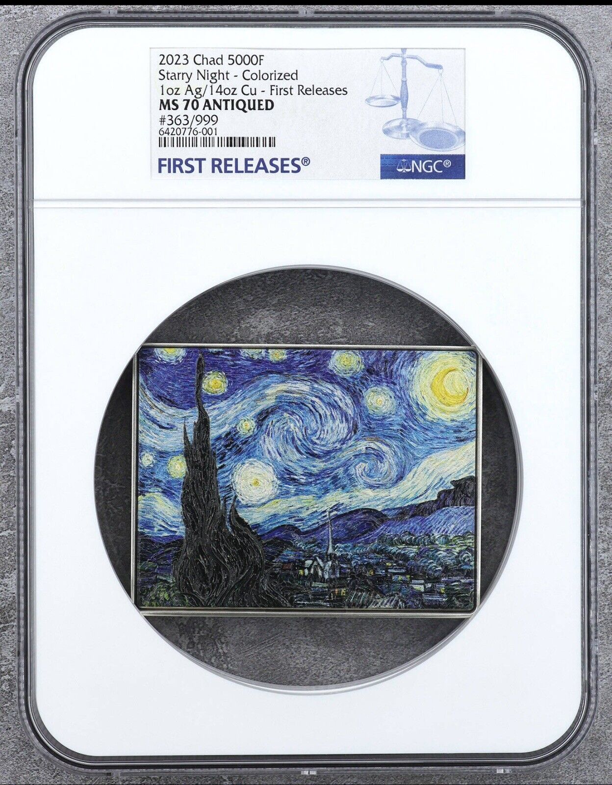 NGC MS70 FR Van Gogh STARRY NIGHT Coled 1 Oz Silver Coin 14OZ Copper 2025