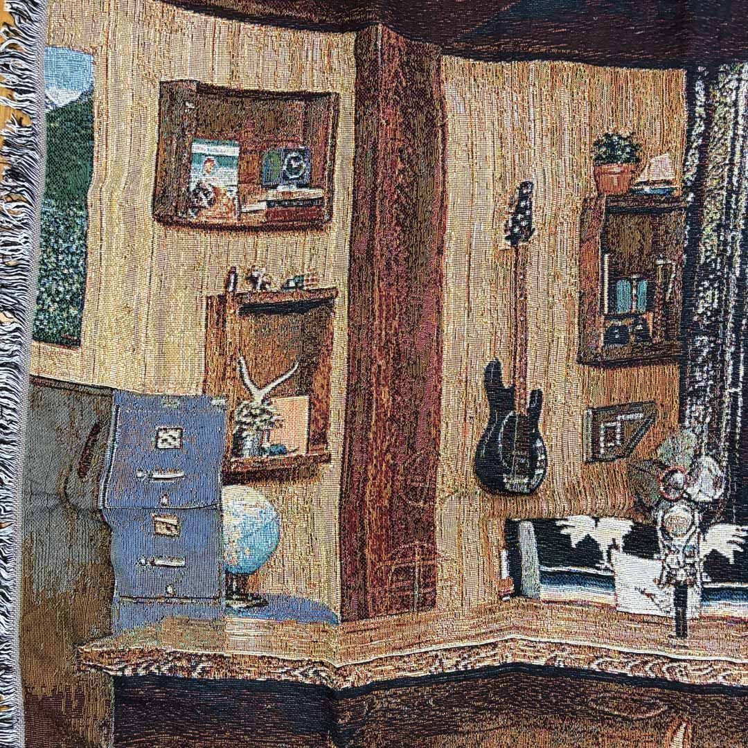 vintageラグ カーペット 山小屋 ギター 地球儀 1952 - メルカリ