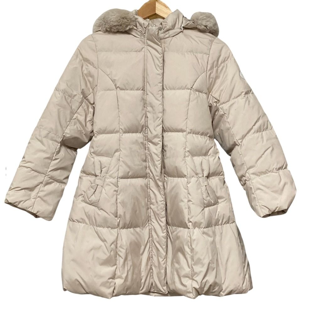 mezzo piano メゾピアノ ベルトつきリボンポケットロングダウンコート 8133307-329 サイズ150 M ベージュ キッズ 古着