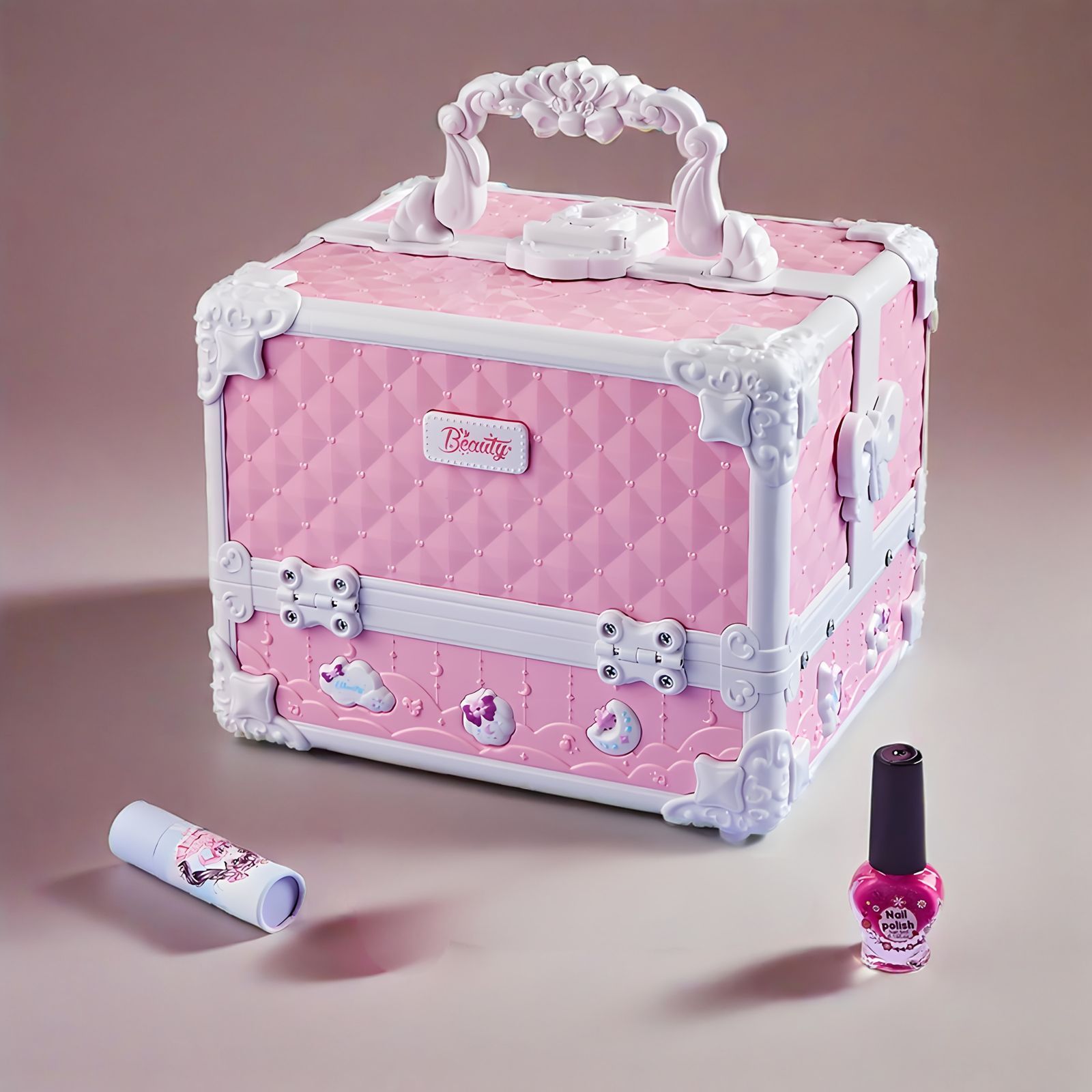 子供向けピンクのメイクアップ収納ボックスセット