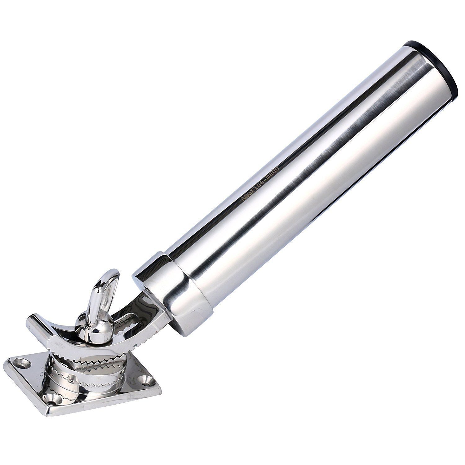 amarine-made調節可能なシルバーステンレススチール調節可能なポリッシュ仕上げOutriggerスタイリッシュなロッドホルダー - 9968s : Amarine-made ステンレス製 クランプオンロッドホルダー