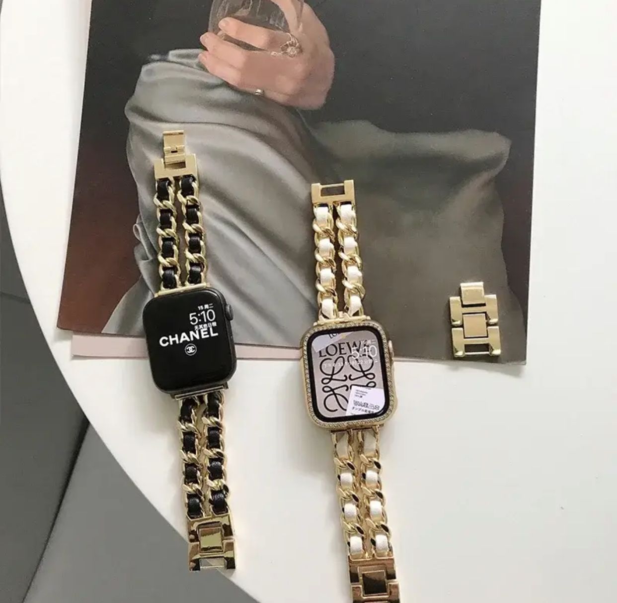 apple watch バンド 44mm カバー  キラキラ チェーン RR