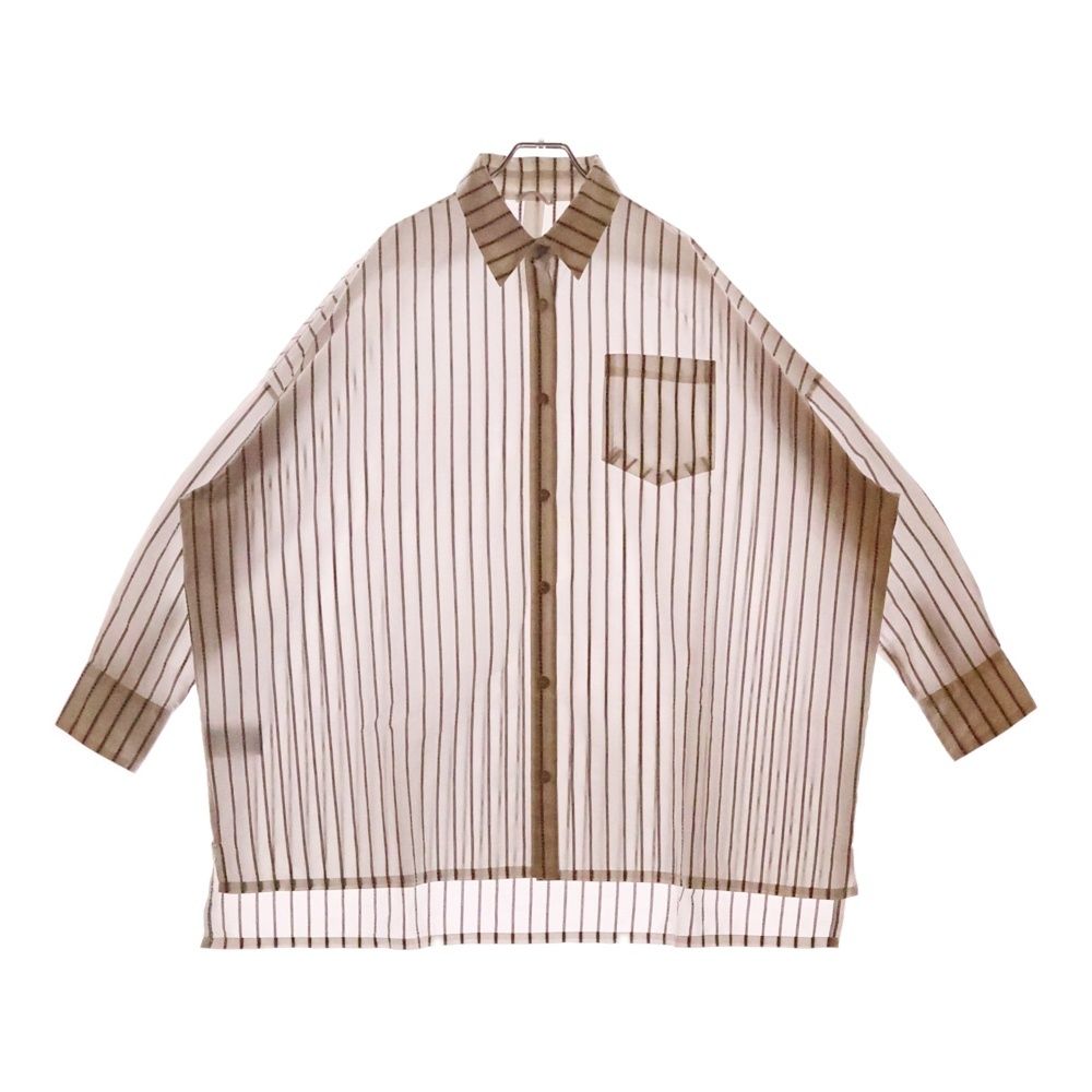 CHROME HEARTS クロムハーツ CHロゴ ストライプ ロングスリーブ 長袖シャツ ホワイト|シルバー