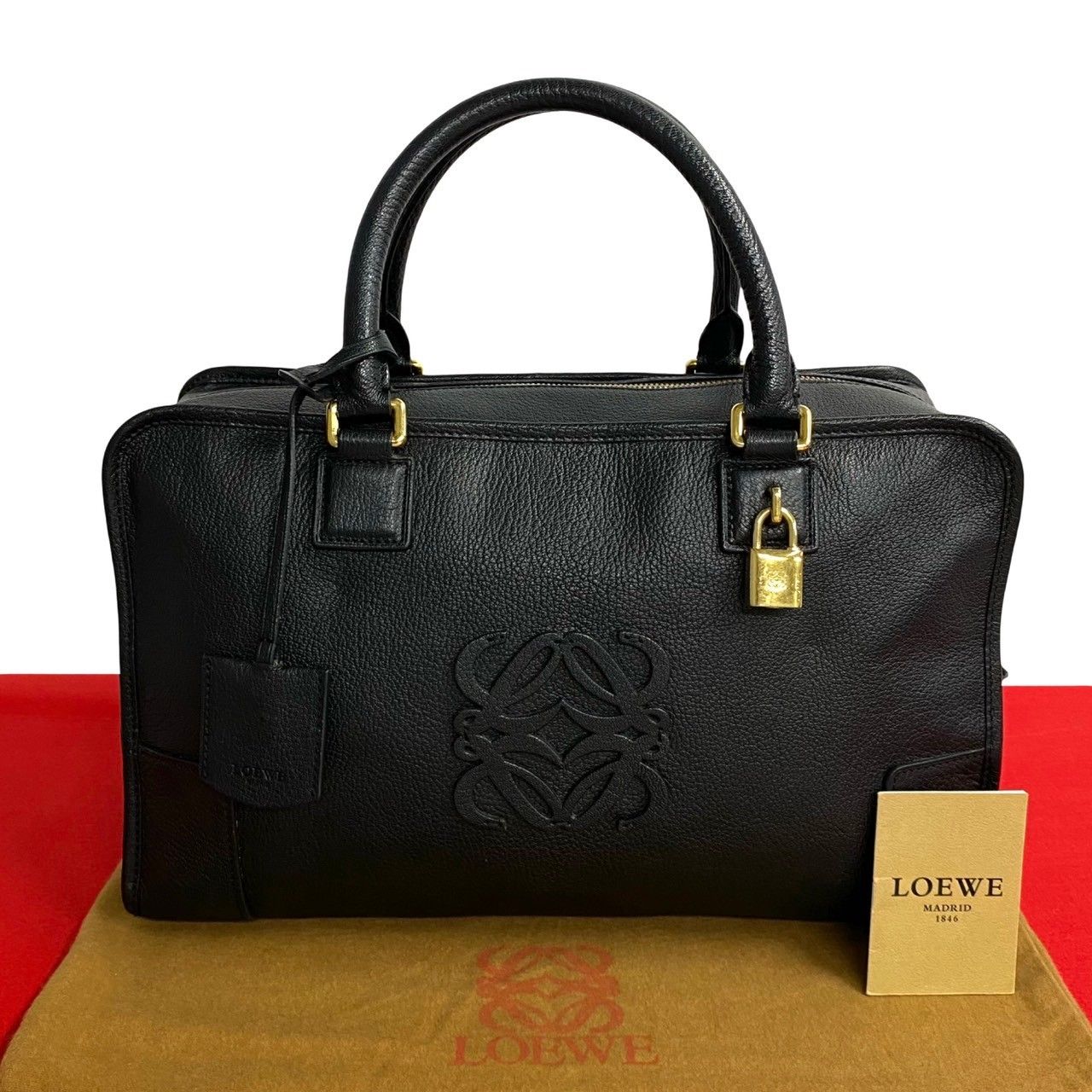 ロエベ LOEWE アナグラム ミニ ボストンバッグ ブラック 黒（Brand 