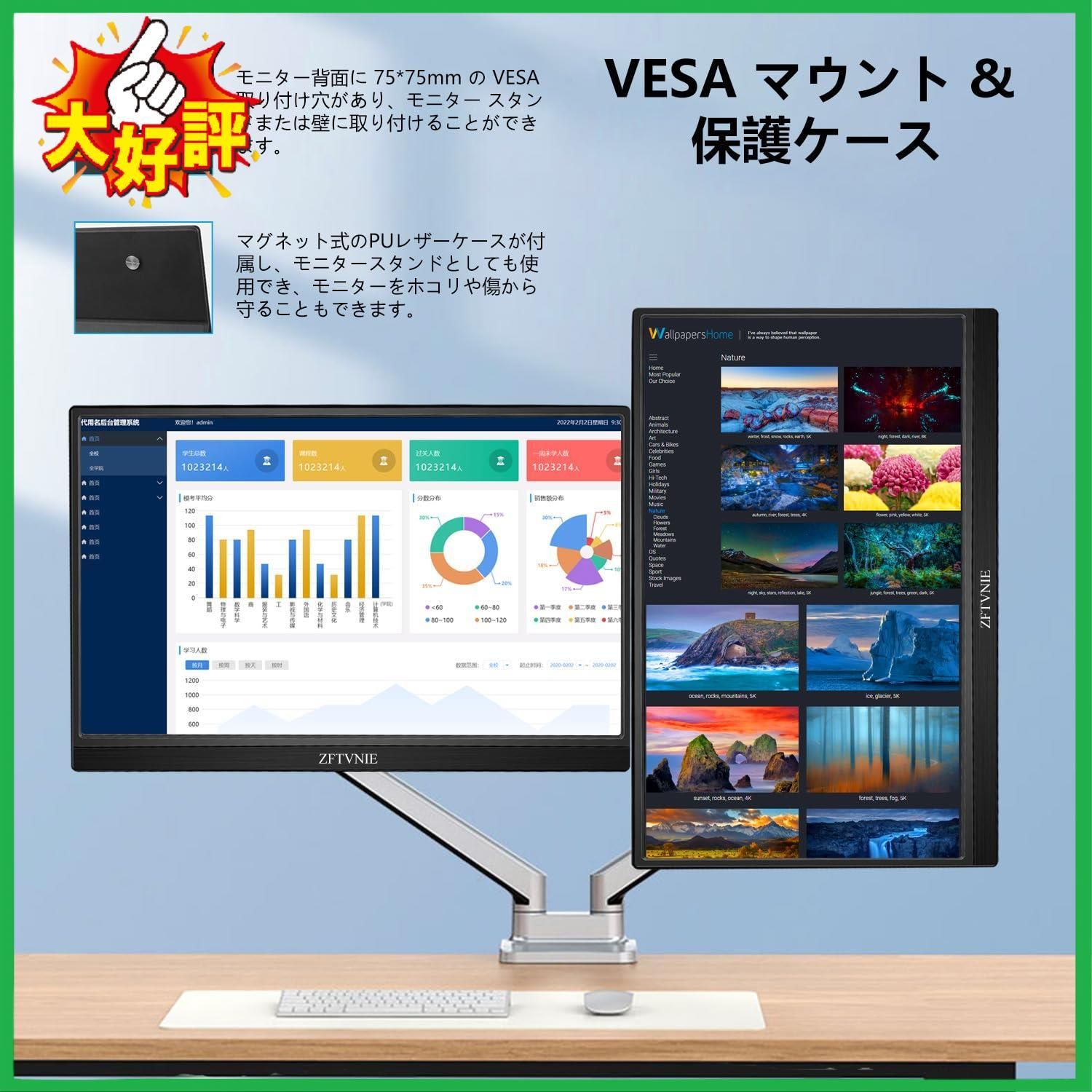 □ZFTVNIE モバイルモニター タッチパネル 15.6インチ LCDモニター