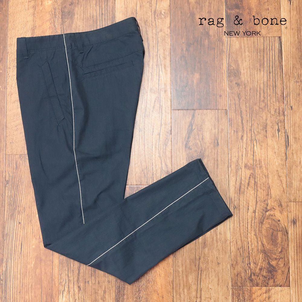 秋冬|rag＆bone|30インチ|テーパード パンツ MBW22P713055ML 綿ナイロン ツイル サイドライン ストリート |紺|ネイビー|mb306|