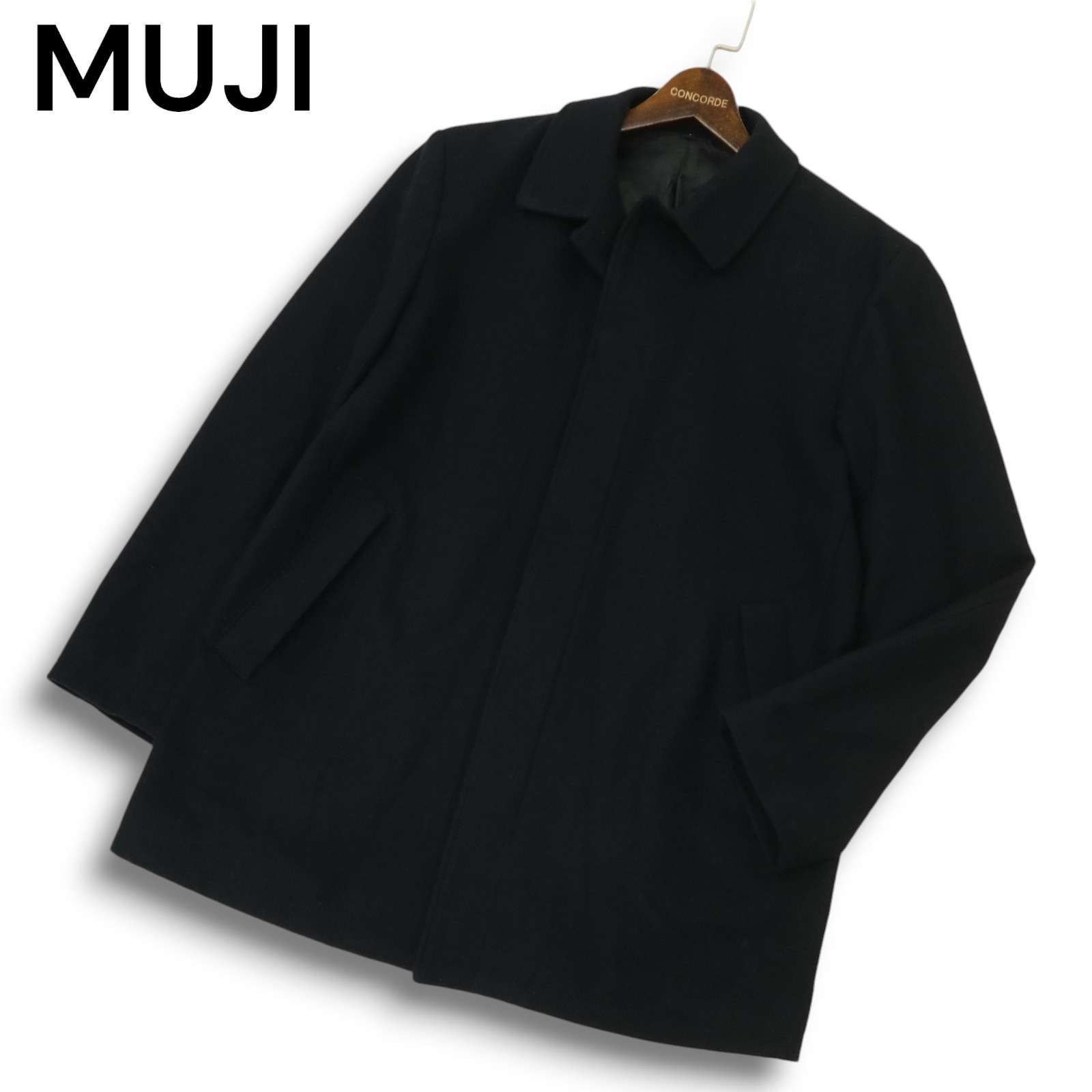 MUJI ステンカラーコート XL ネイビー 無印良品／大きいサイズXL／裏地紳士撥水ステンカラーコート