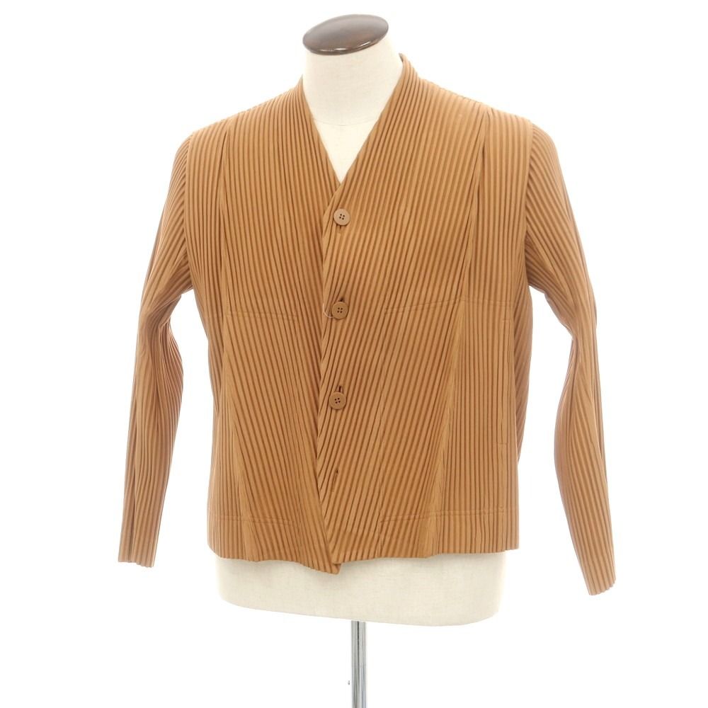 オム プリッセ イッセイミヤケ HOMME PLISSE ISSEY MIYAKE プリーツ加工 カーディガン ライトブラウン サイズ表記なし Ｌ位 メンズ