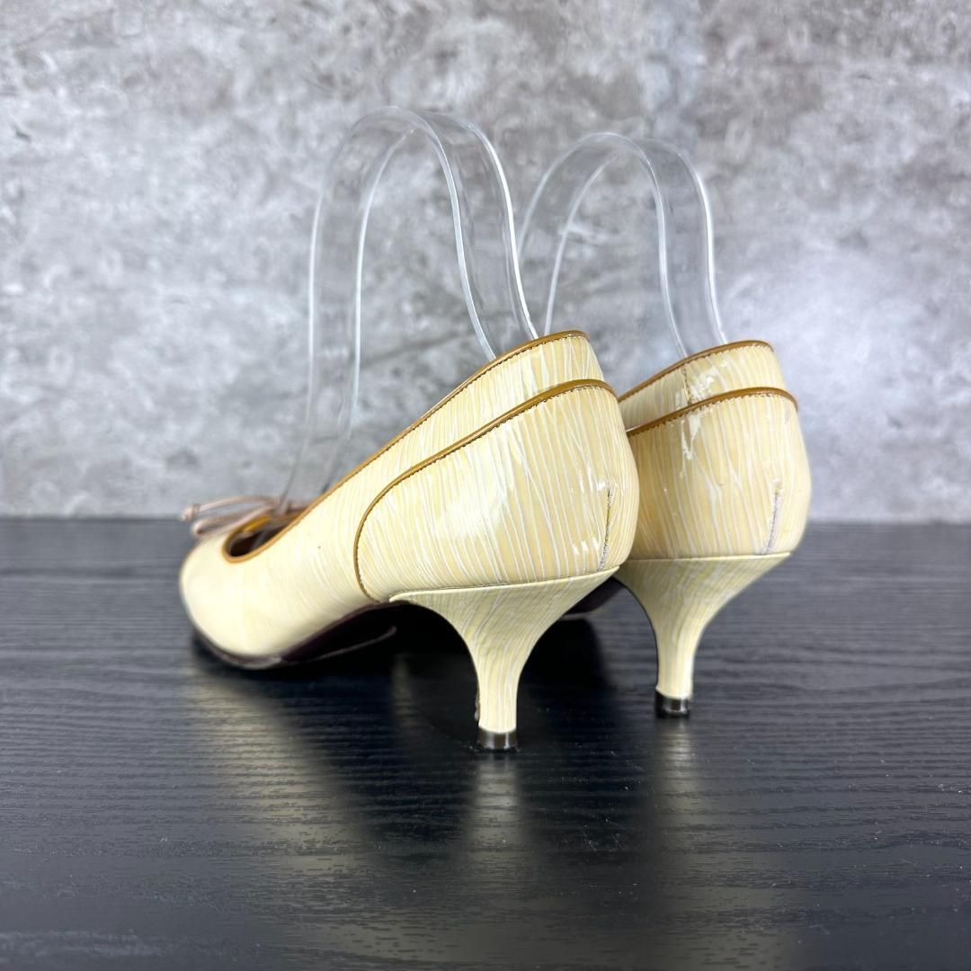 新品サルバトーレフェラガモ エナメルリボン付パンプス S158 極美品 Salvatore Ferragamo サルバトーレフェラガモ リボン