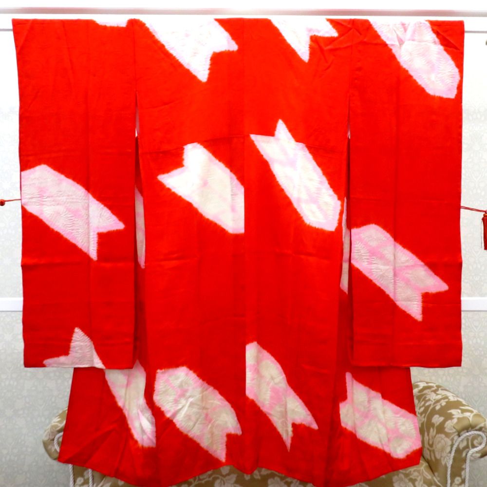 襦袢 昔襦袢 長襦袢 振袖用 アンティーク バチ衿 正絹 赤 白 ピンク  