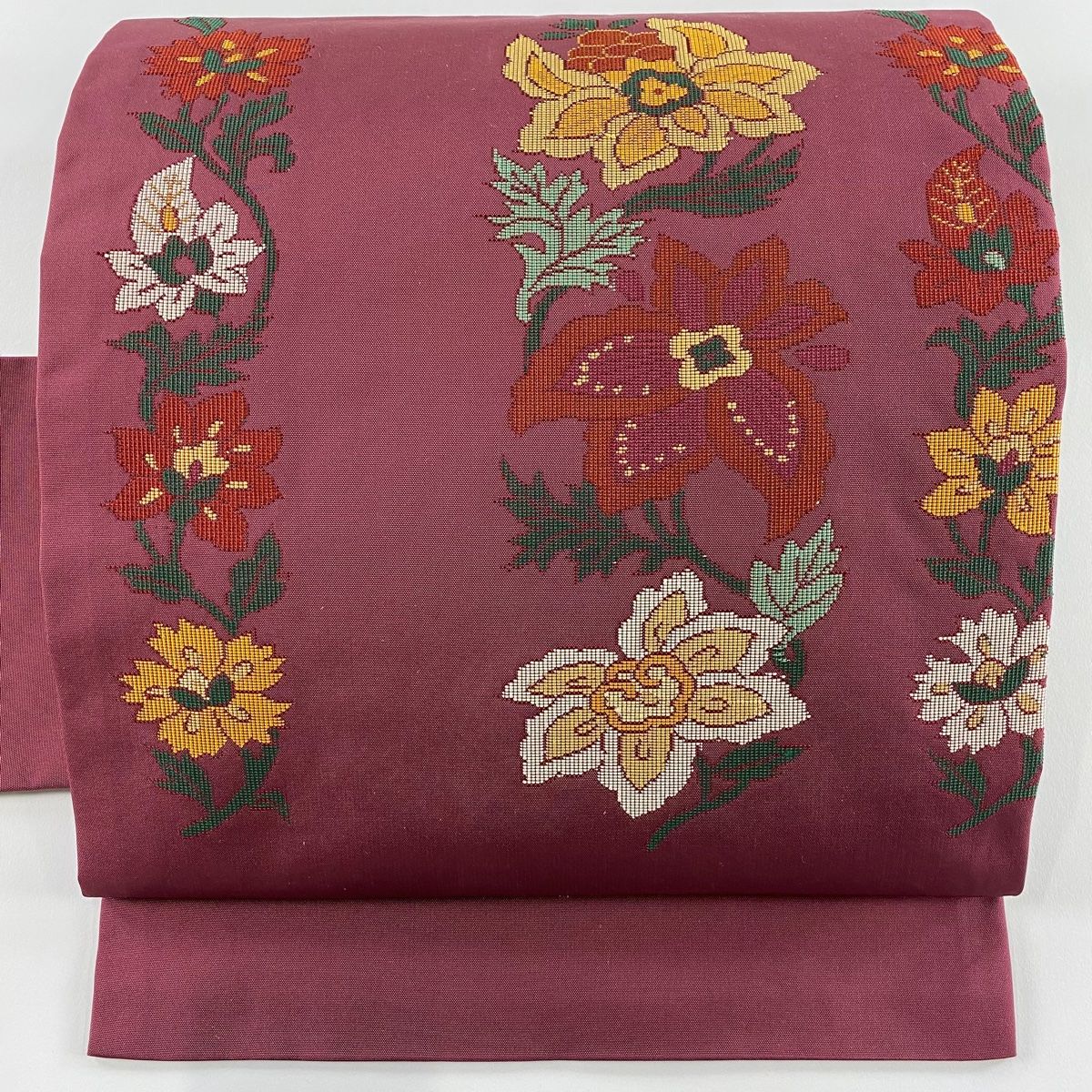 名古屋帯 優品 草花 えんじ色 正絹 【中古】 - メルカリ