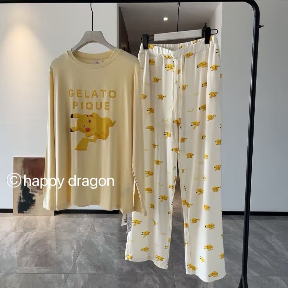 新品ジェラートピケ ルームウェア ポケモン 上下セット女性パジャマ 