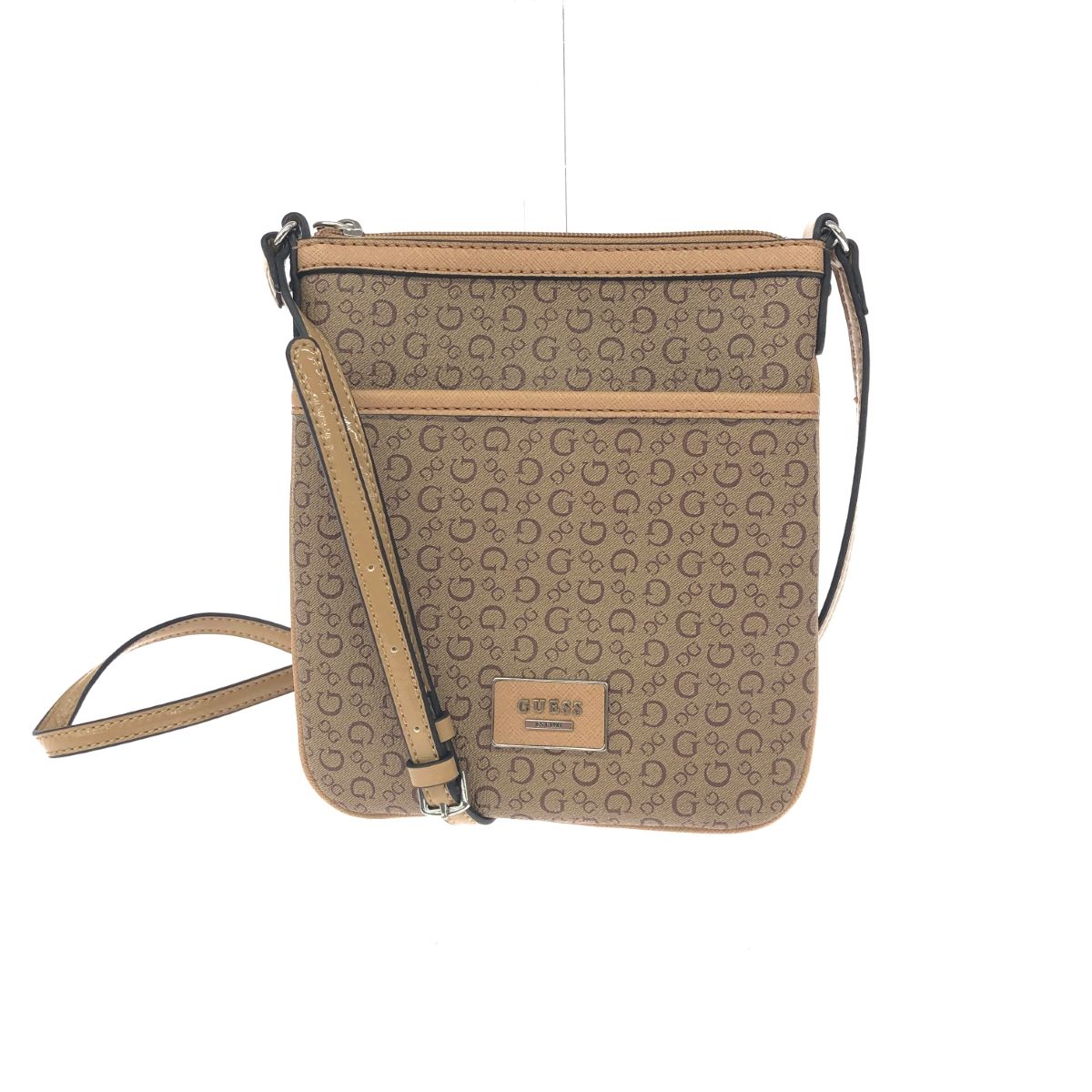 美品 GUESS ゲス ミニショルダーバッグ ベージュ PVC レディース 