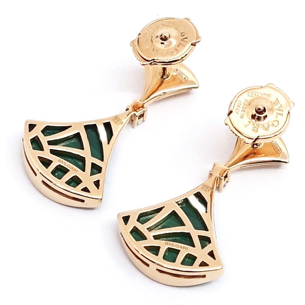 KMページ 栄】ブルガリ K18PG ディーヴァドリーム ピアス マラカイト