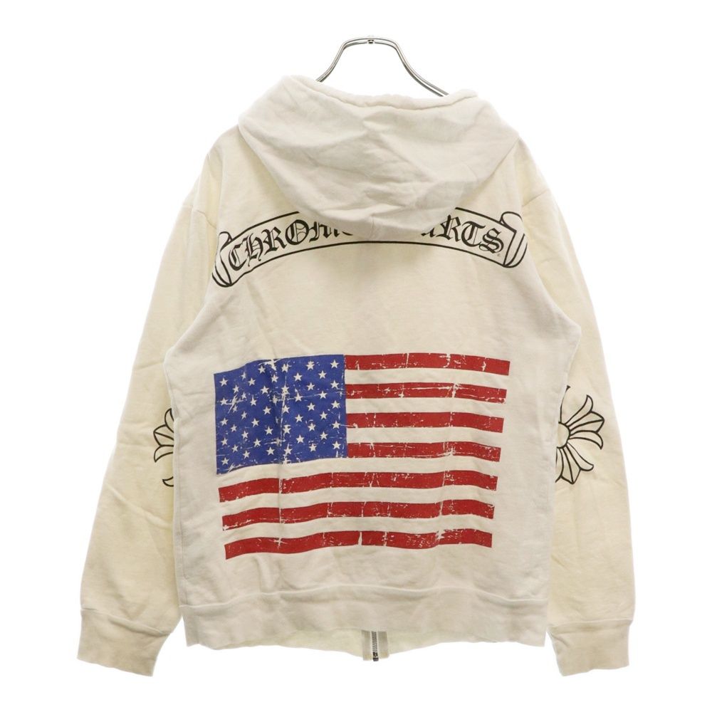 CHROME HEARTS (クロムハーツ) SWTSHRT HD ZIP スクロールロゴプリントジップアップスウェットパーカー フーディー ホワイト