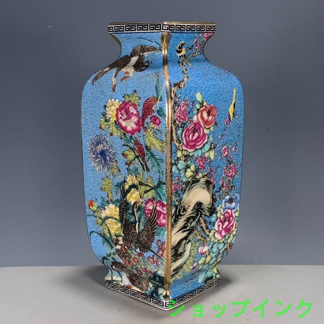 パステル蒔絵花鳥花瓶  景徳鎮 陶磁器 装飾品 現代工芸品 美術品 置物 パステル花鳥鳳紋将軍壺 景徳鎮 陶磁器 装飾品 現代工芸品 美術