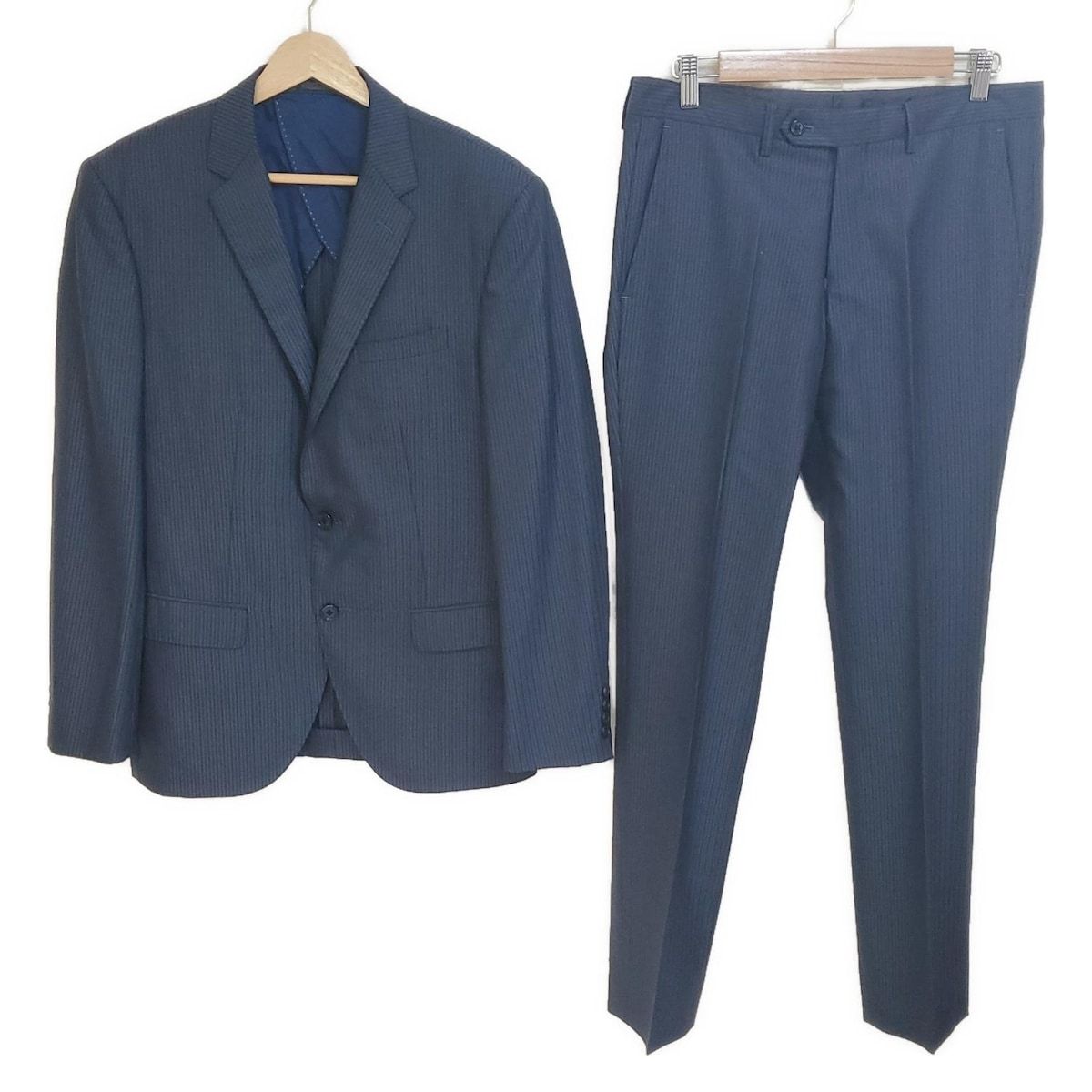 MICHELKLEIN ミッシェルクラン シングルスーツ メンズ - ネイビー×黒 ストライプ