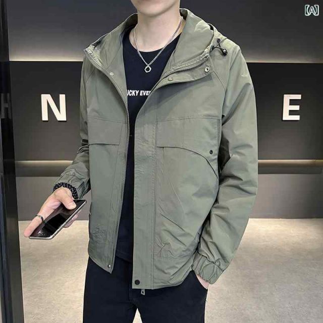 2XL 春 コーデ メンズ 用 服 シンプル ファッション オシャレ 大人 かっこいい 紳士服 フード付き ジャケット ワークウェア 春秋 カジュアル 通勤スタイル 重ね着コーデ ゆったりシルエット 軽アウター