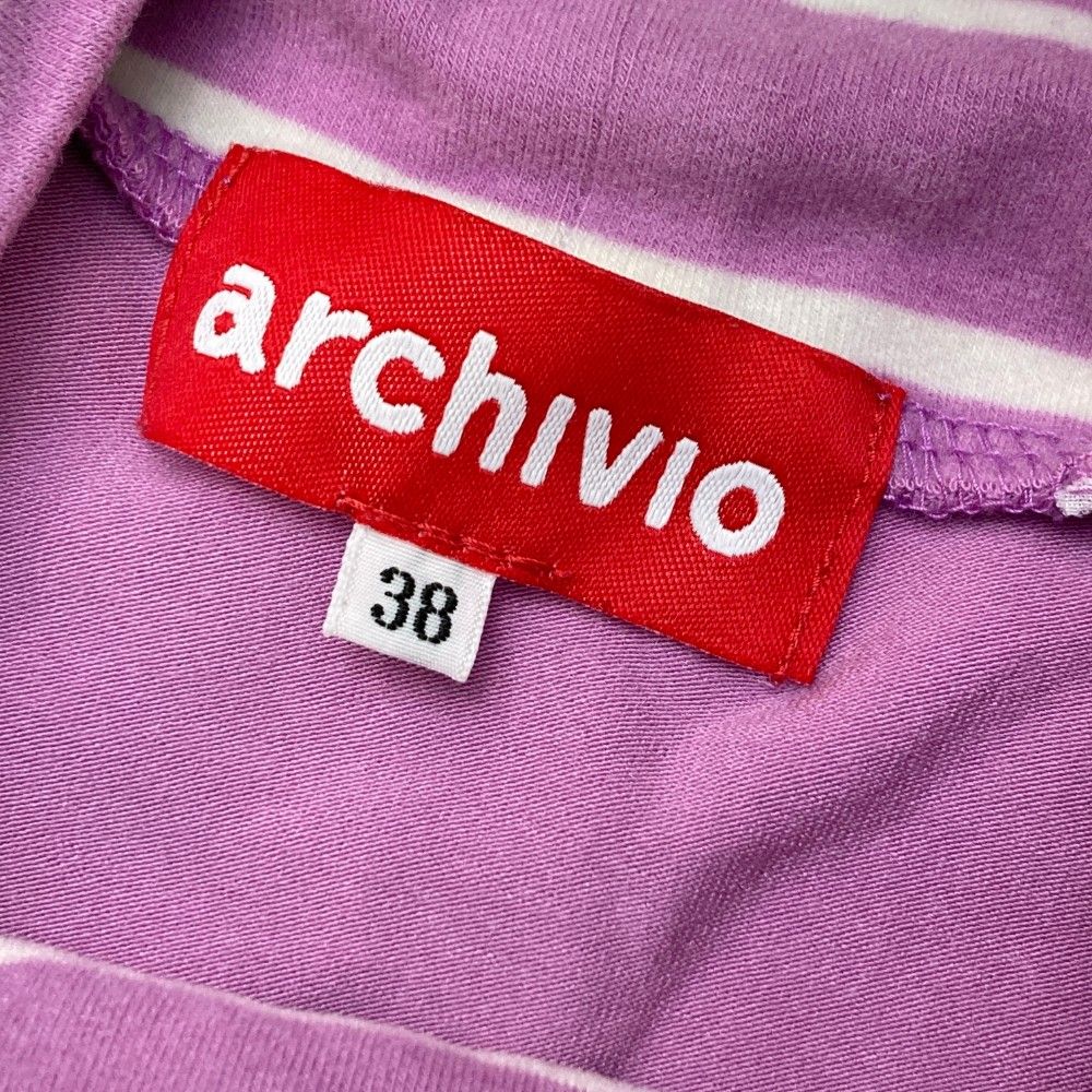 サイズ：38 ARCHIVIO アルチビオ 起毛 ハイネック 長袖Tシャツ ボーダー柄 パープル系 [240101285350]# ゴルフウェア  レディース ストスト - メルカリ