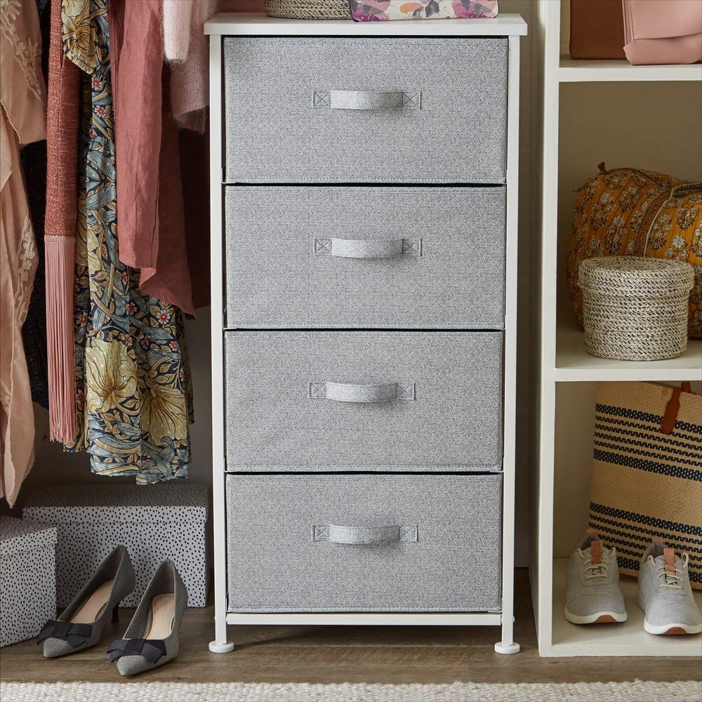 数量 合金鋼 ファブリック 引き出し4つ ストレージ収納ケース クローゼット用収納 ホワイト チェスト ベーシック