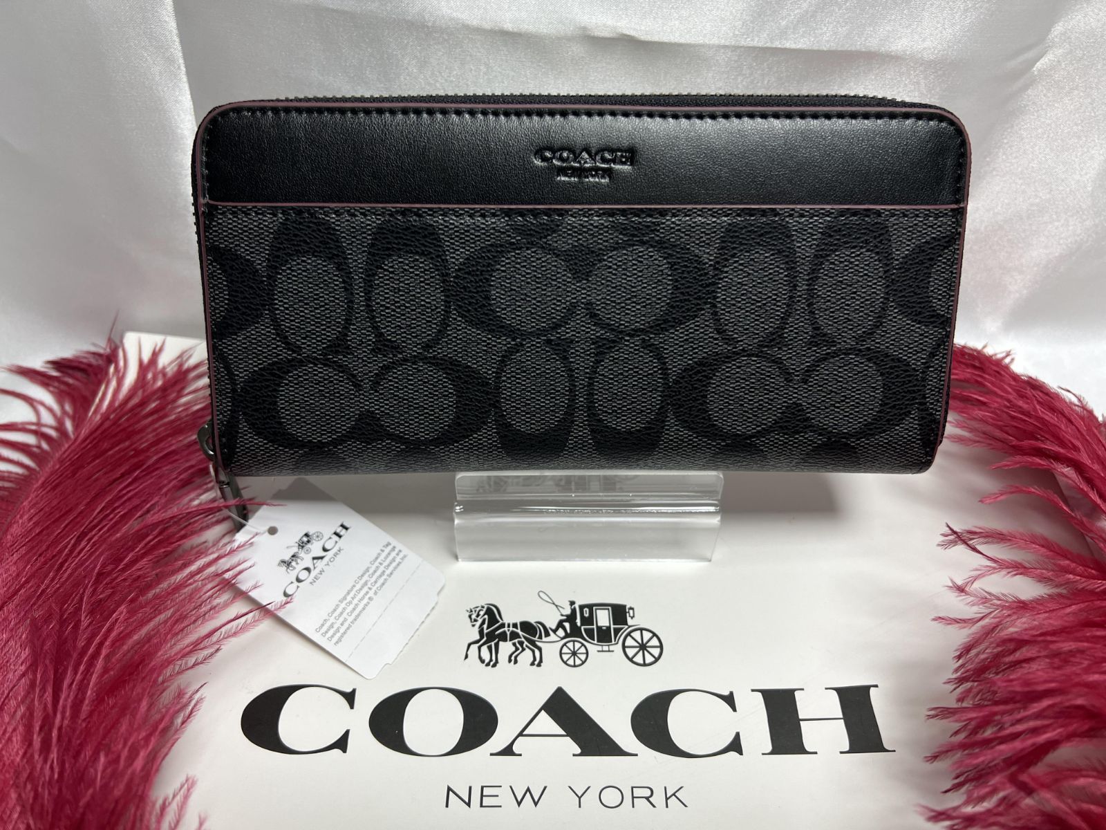 COACH 長財布 コーチ財布 シグネチャー アコーディオン ラウンド