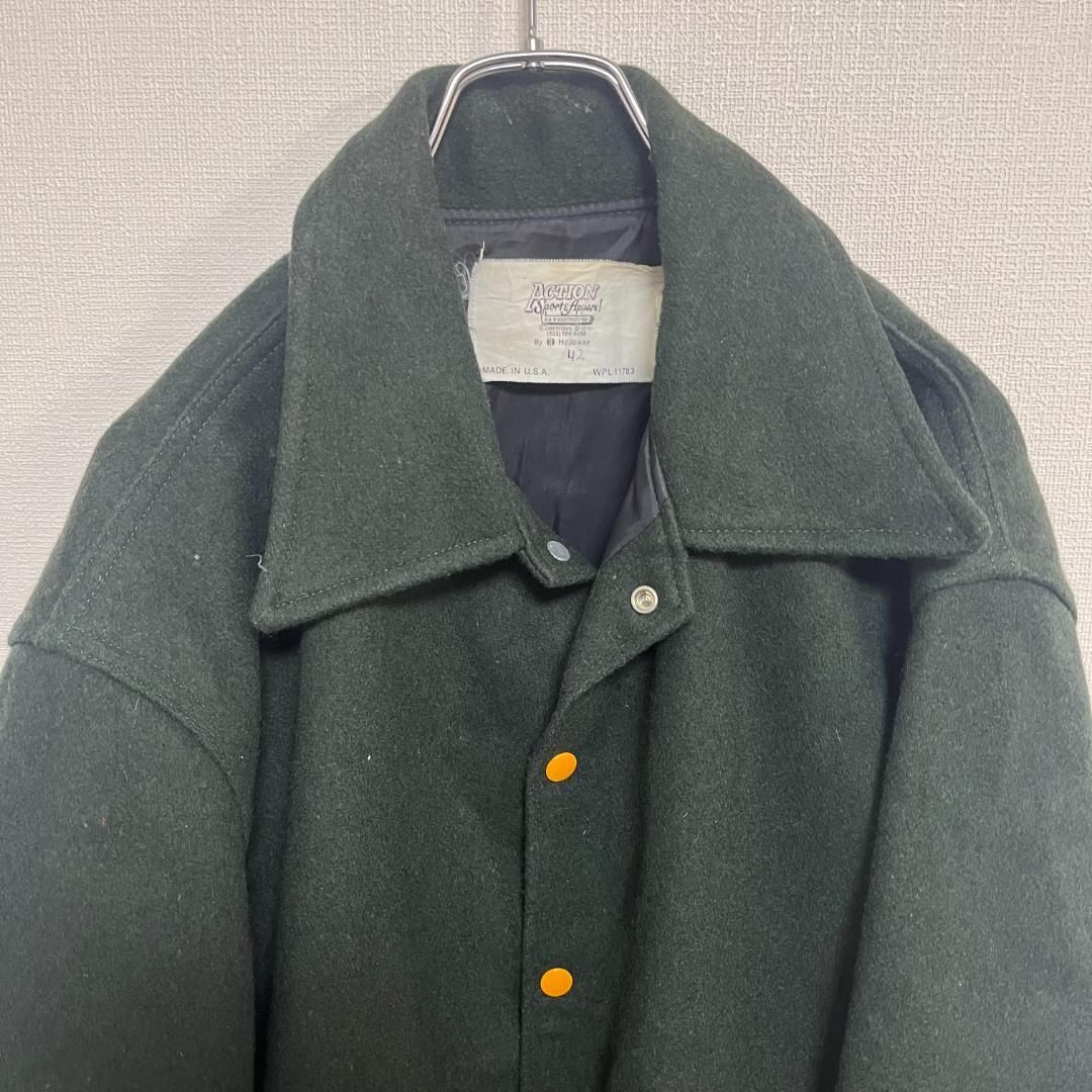 ウール スタジャン メンズ L ヴィンテージ ジャケット 緑