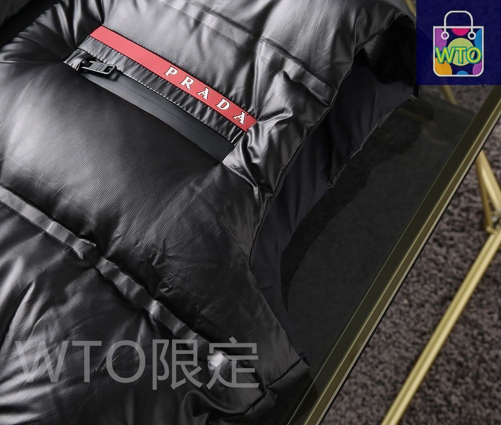 2024年 秋冬 PRADA プラダ ダウンベスト Re-Nylon フード付 黒