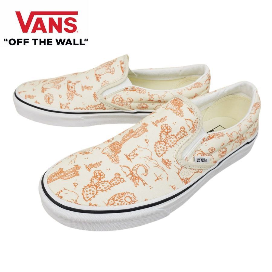 ヴァンズ バンズ VANS 箱なし CLASSIC SLIP ON スリッポン スリップオン DESERT VIBES TURTLEDOVE|T デザートバイブス タートルドーブ 白 茶 サソリ サボテン メキシコ メンズ レディース スニーカー 靴