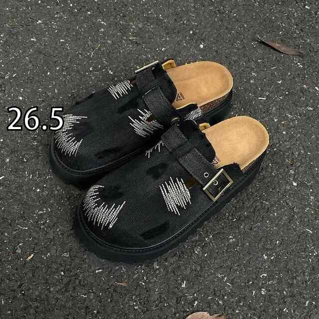 26.5 秋冬 コーデ メンズ 服 シンプル ファッション オシャレ 大人 かっこいい 大きいサイズ ストリート 紳士服 レトロ ダメージ加工 デニム カジュアル ハーフ スリッパ レディース 靴 アウターウェア