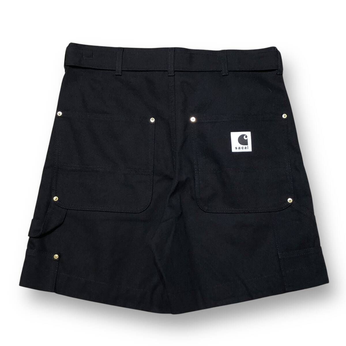 24ss sacai×CARHARTT Duck Short ハーフ綿パン ブラック サイズ2 サカイ カーハート