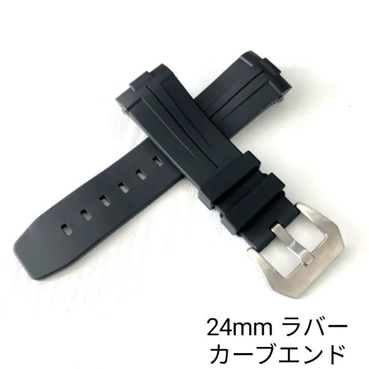 24mm 腕時計 メンズ用 シリコン ラバーベルト カーブエンド